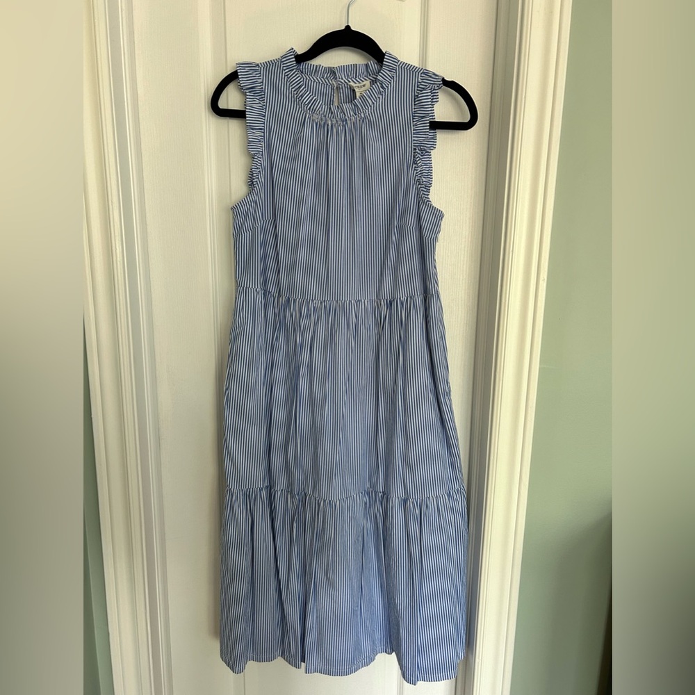 J. Crew Blue Striped Sleeveless Dress